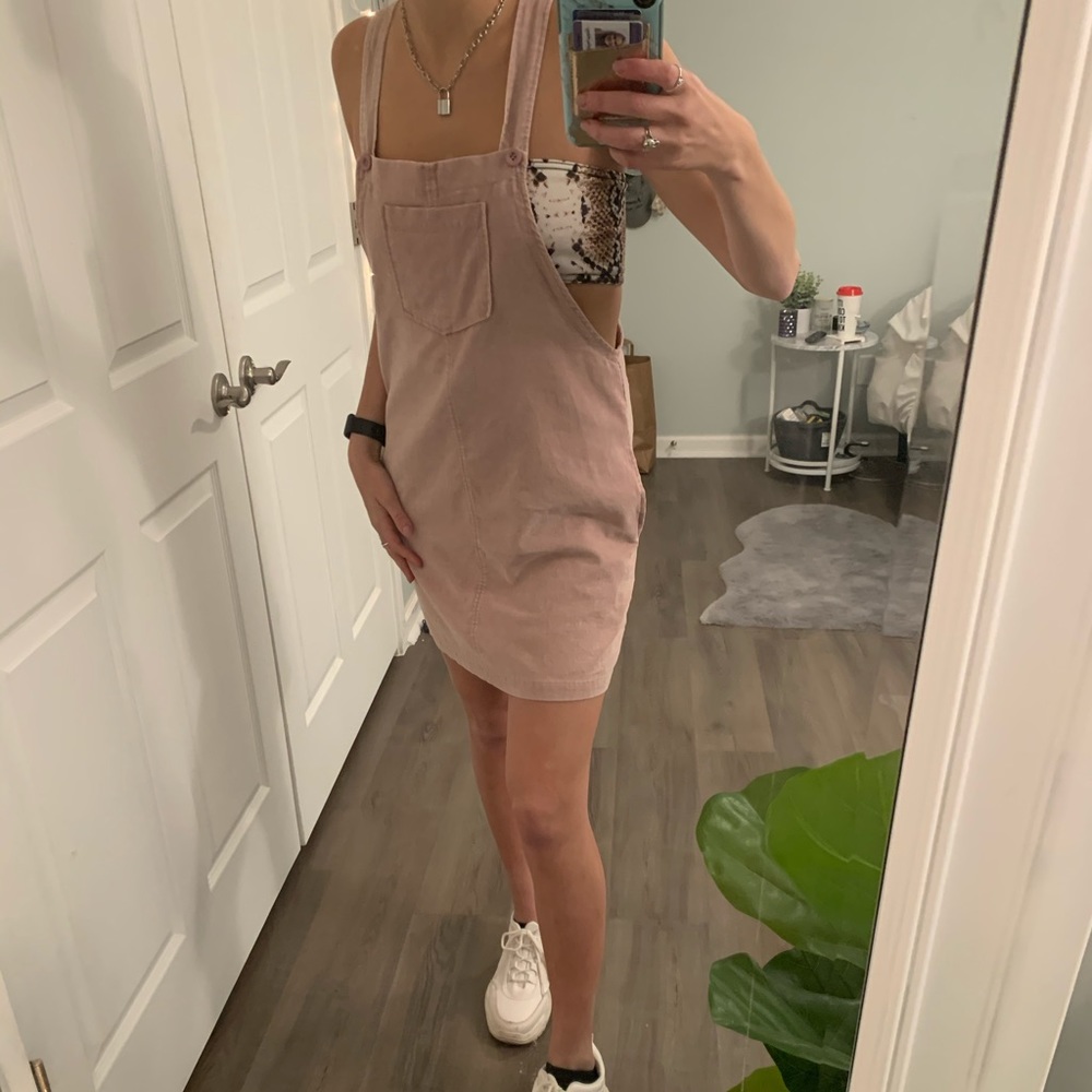 Corduroy like overall dress